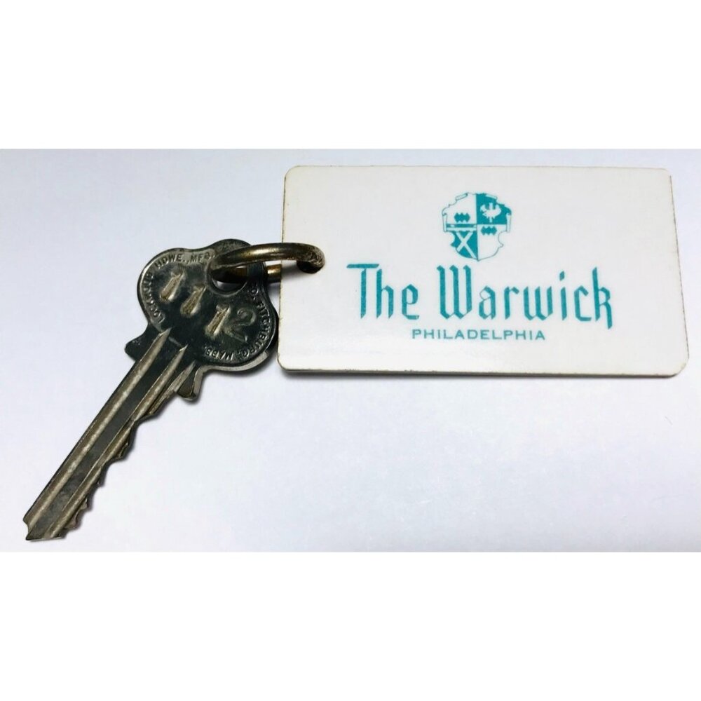 Vintage The Warwick Philadelphia PA Hotel Key & Fob #1112 Pennsylvania USA